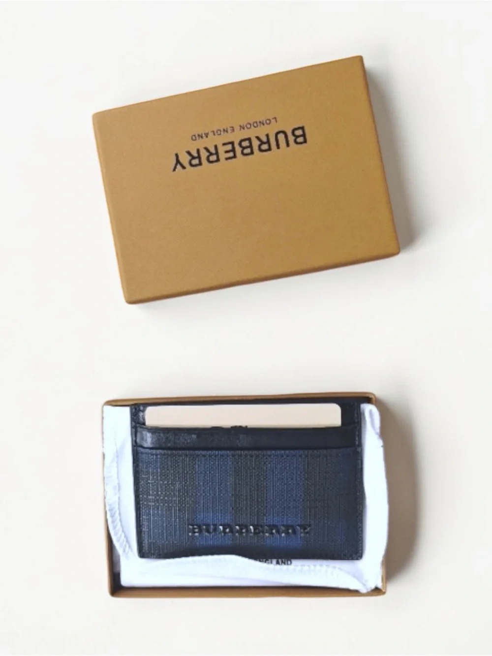 Burberry Black and Navy Striped Card Holder